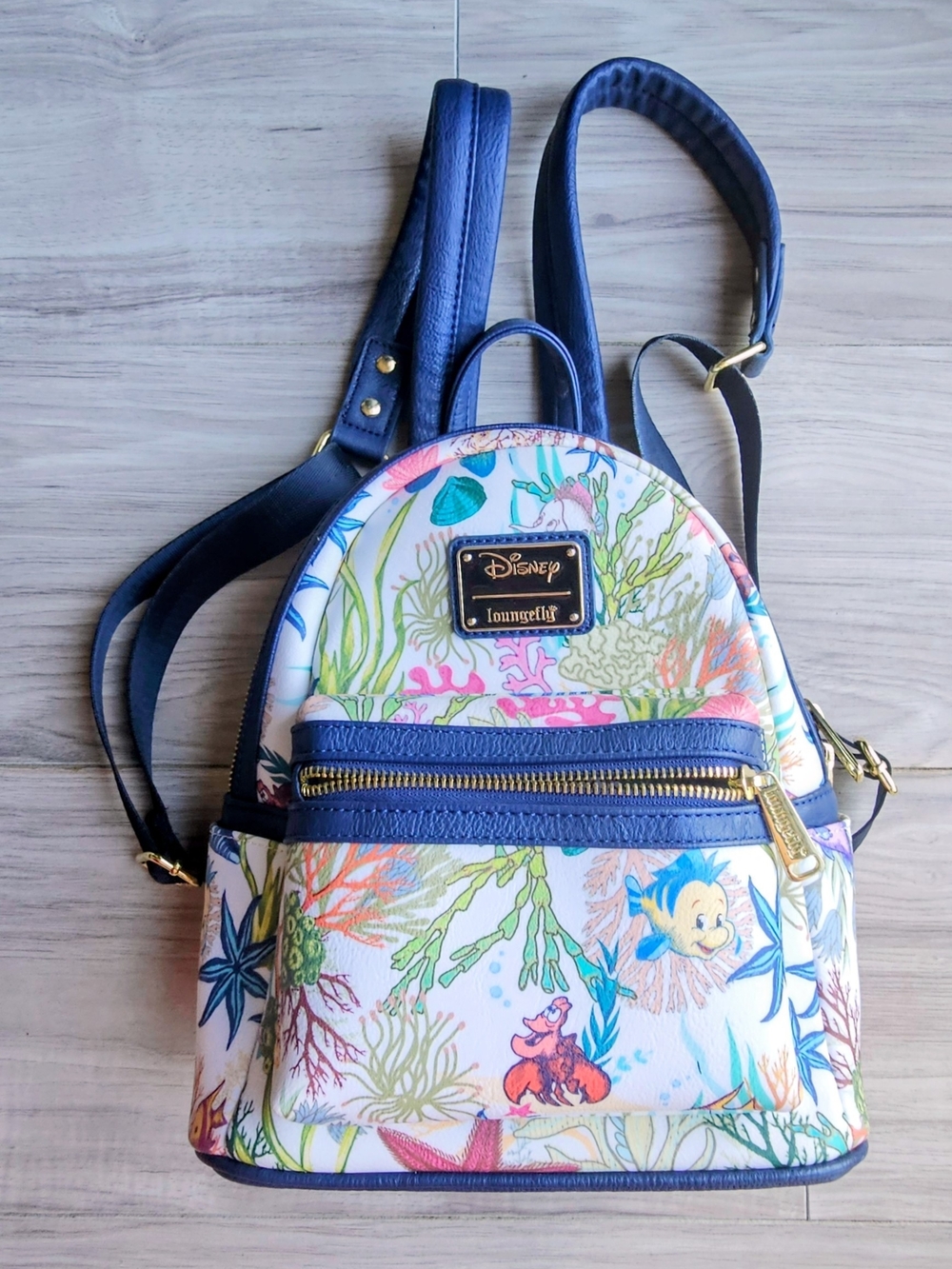Disney x Loungefly Little Mermaid Mini Backpack - Nautical Blue Floral Print
